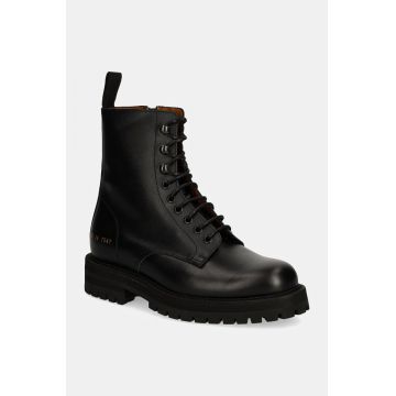 Common Projects botine Combat femei, culoarea negru, cu toc plat, 6180