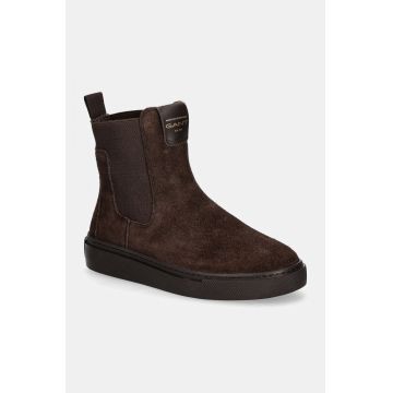 Gant botine din piele intoarsa Julice femei, culoarea maro, cu toc plat, 29553660 G46