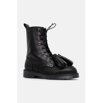 JW Anderson botine Tassel femei, culoarea negru, cu toc plat, ANW43001A