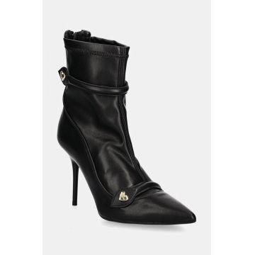 Love Moschino botine femei, culoarea negru, cu toc cui, JA21099G0LIEZ000