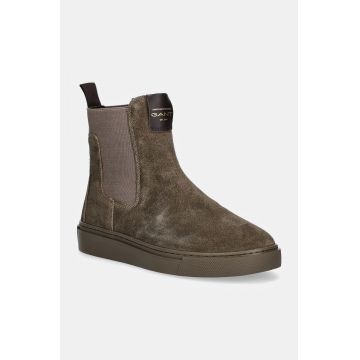 Gant botine din piele intoarsa Julice femei, culoarea maro, cu toc plat, 29553660 G135