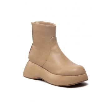 Botine dama - 301704645 - Piele ecologica - Bej