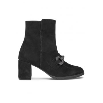 Botine dama 303187101 - Piele intoarsa - Negru