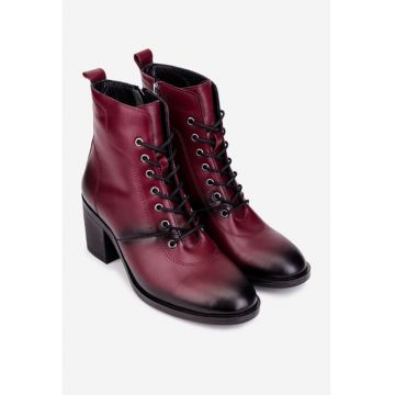 Botine burgundy din piele naturala