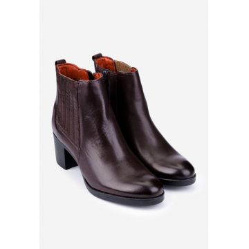 Botine dama burgundy din piele naturala