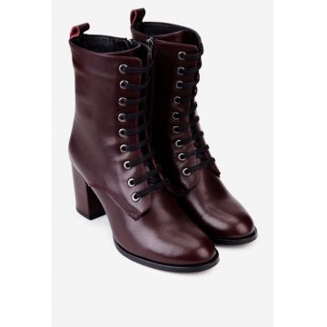 Botine din piele naturala burgundy