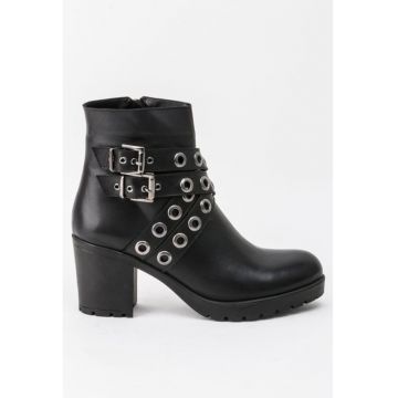 Botine negre din piele naturala Tiffany